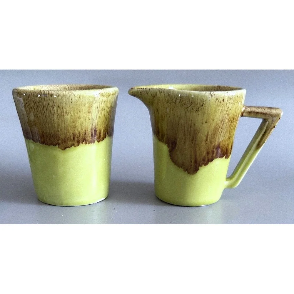 Winart 50s Pottery Coffee Mug Set Carousel Creamer Sugar Shot Glass Vtg Set 10pc